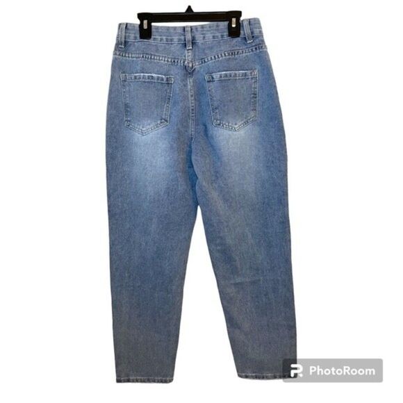 SHEIN Frenchy Ripped Frayed Hem Mom Jeans Size Medium - Picture 3 of 7